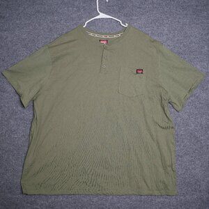 Wrangler Workwear 3XL Men's Henley Shirt Olive Green Short Sleeve 1 Pocket XXXL